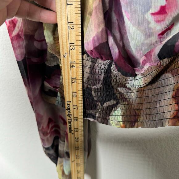 Express Conscious Edit One Shoulder Floral Chiffon Blouse Top XS - Picture 6 of 8